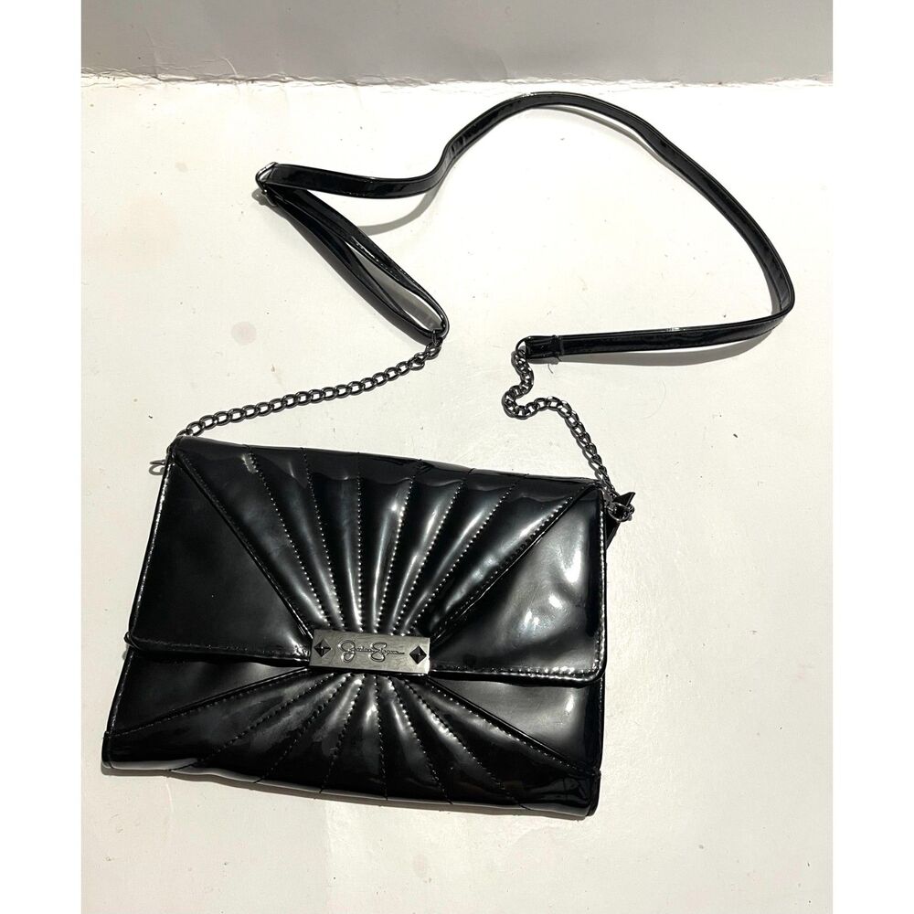 Jessica Simpson black charol cross body bag Y2K night out women
